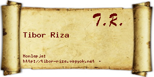 Tibor Riza névjegykártya